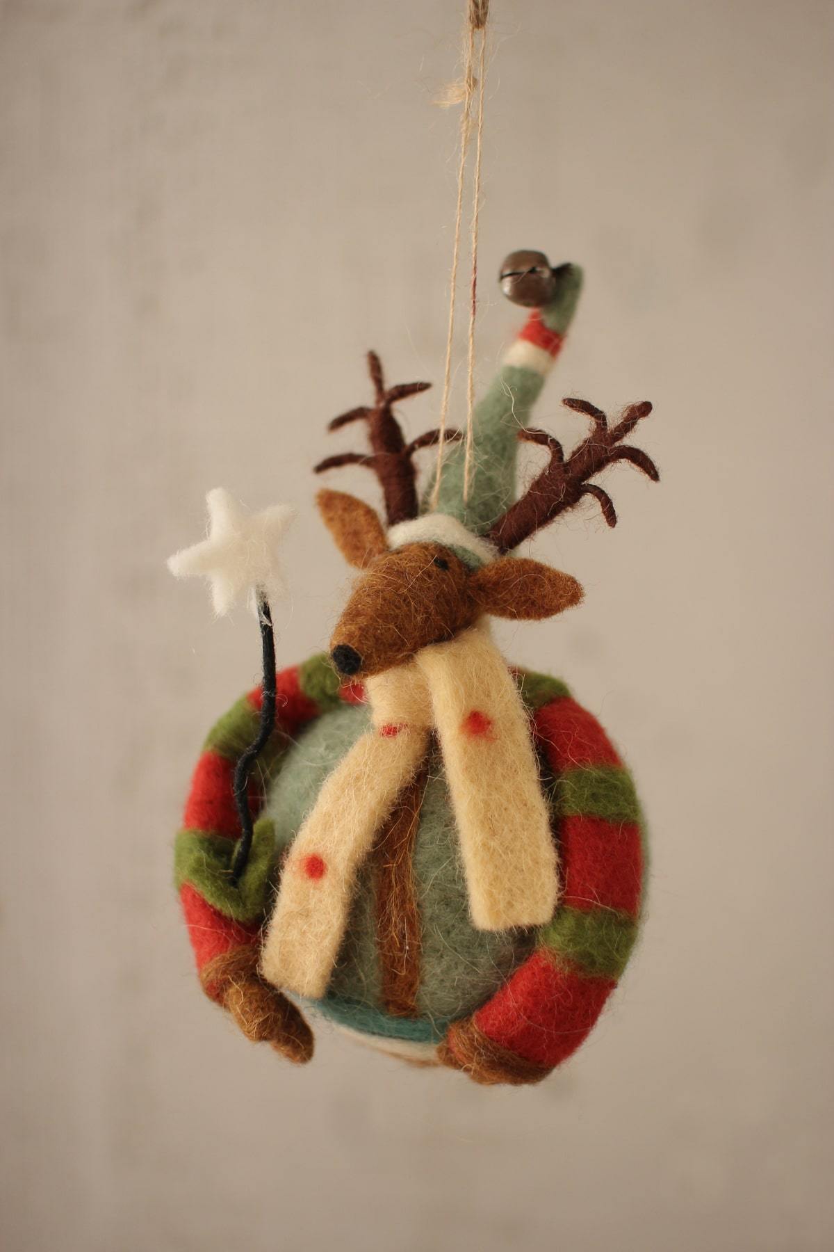 Kalalou Felt Deer Christmas Ball - Set of 2