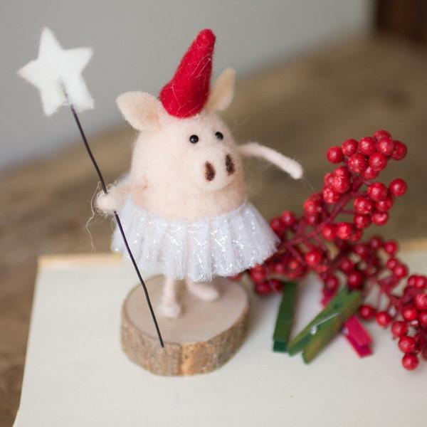 Kalalou Felt Pig Ballerina - Set of 4