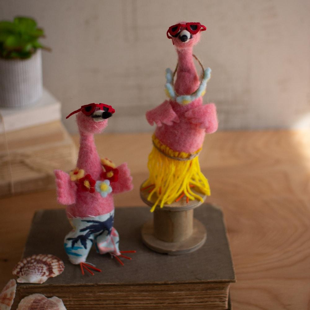 Kalalou Set Of 2 Felt Flamingo Beach Bums