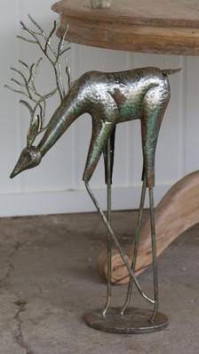 Kalalou Antique Silver Metal Deer - Set Of 2