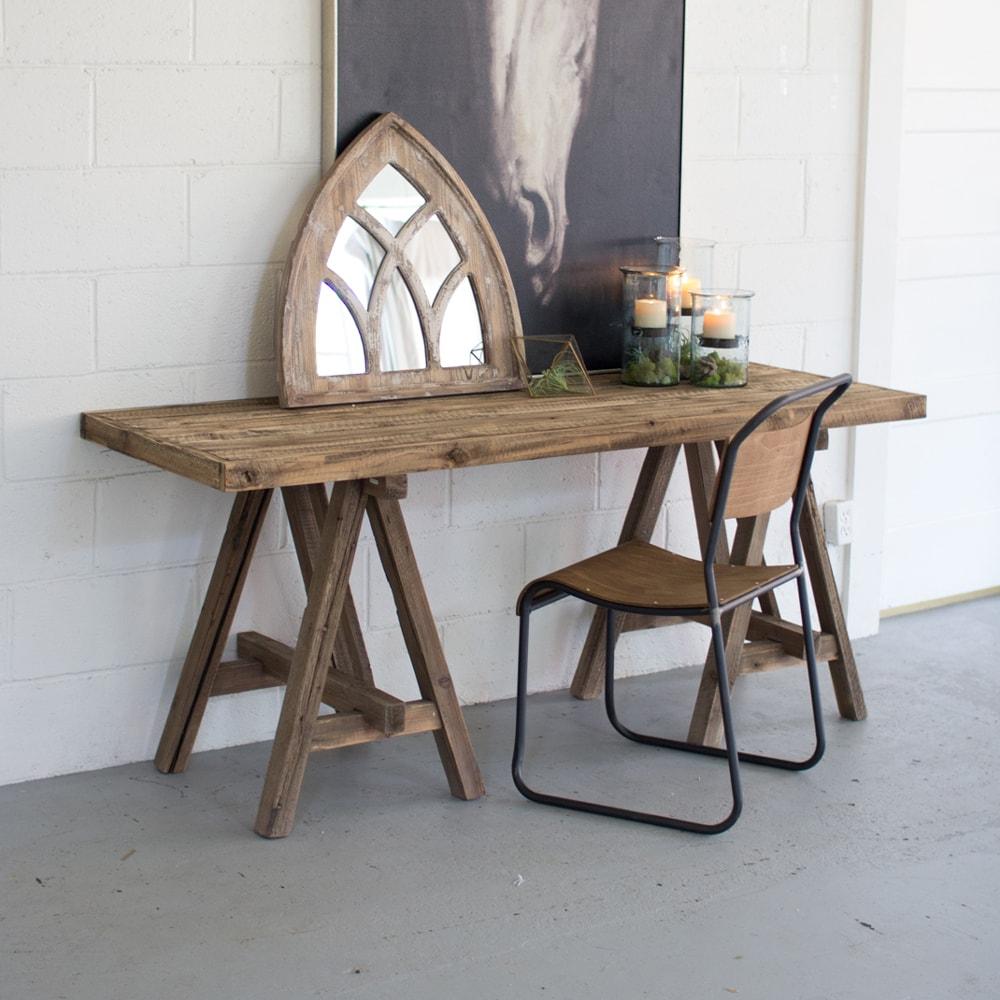 Kalalou Recycled Wooden Deep Console With Saw Horse Base