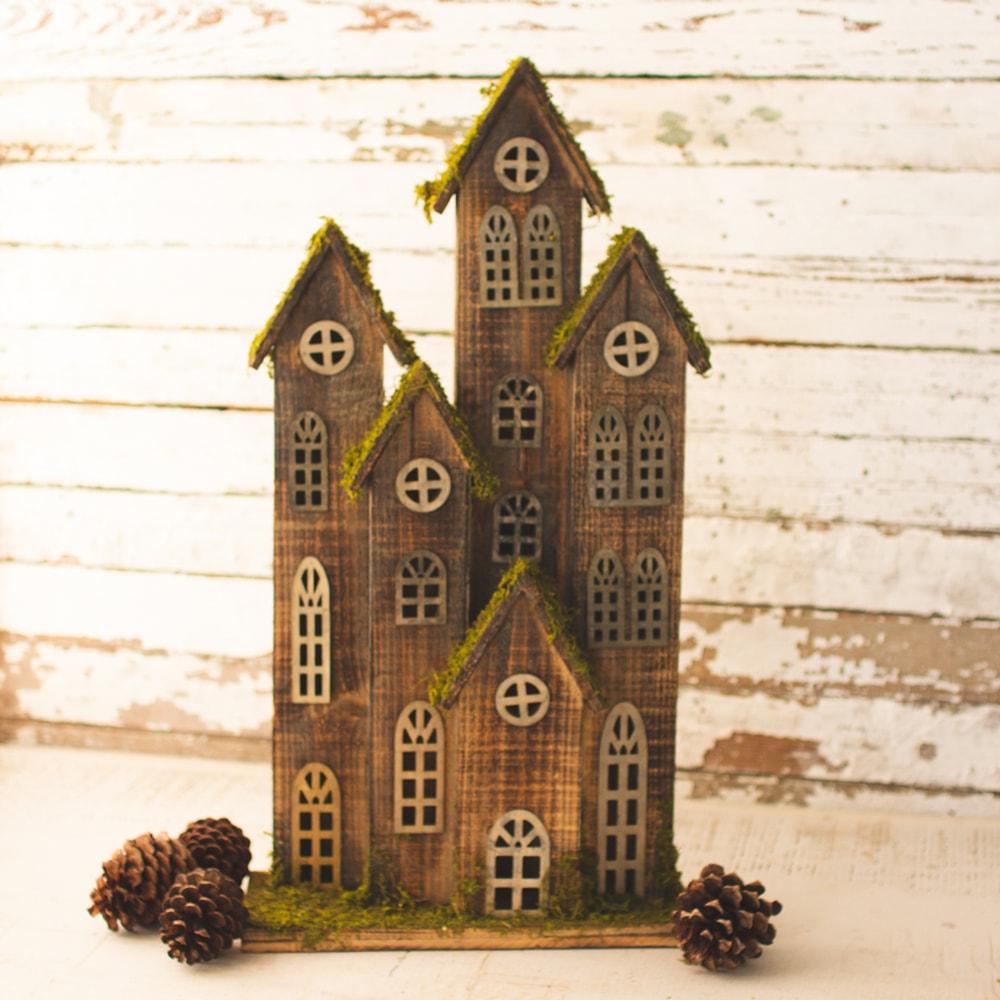 Kalalou Recycled Rustic Wooden Village - Large