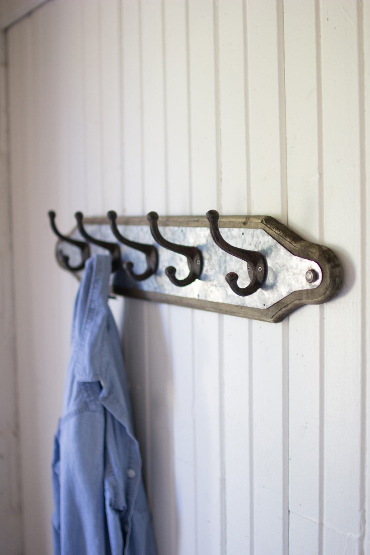 Kalalou Coat Rack With Five Cast Iron Hooks