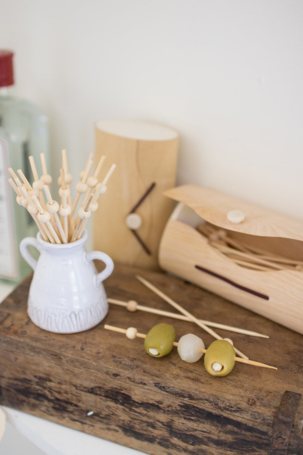 Kalalou 50 Piece Bamboo Fruit Picks Packed In A Wooden Box (Set of 6 Boxes)
