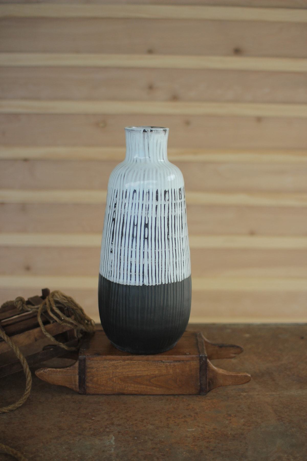Kalalou Ceramic Dark Brown & White Vases