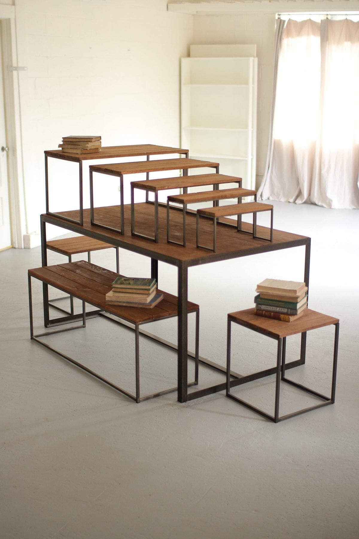 Kalalou Iron And Wood Display Bench