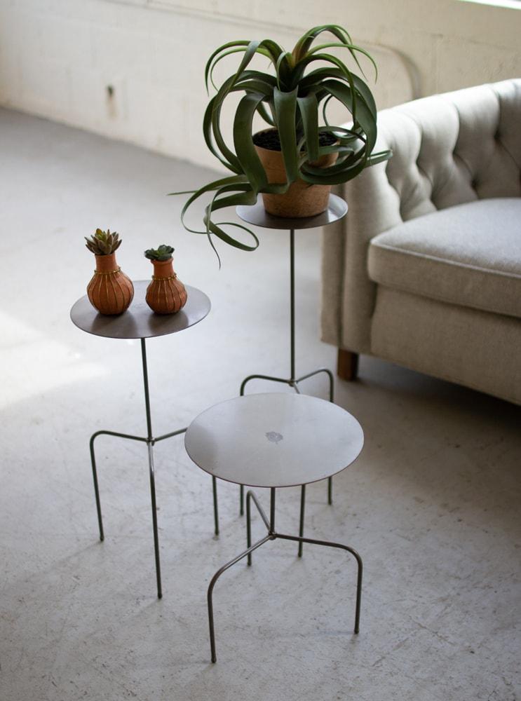 Kalalou Set Of 3 Tall Metal Display Pedestals