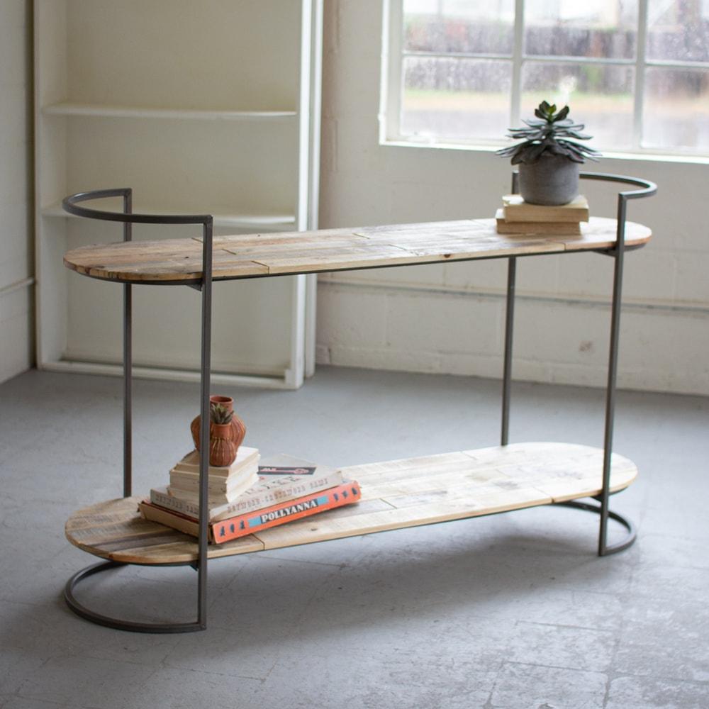 Kalalou Oval Recycled Wood & Iron Console