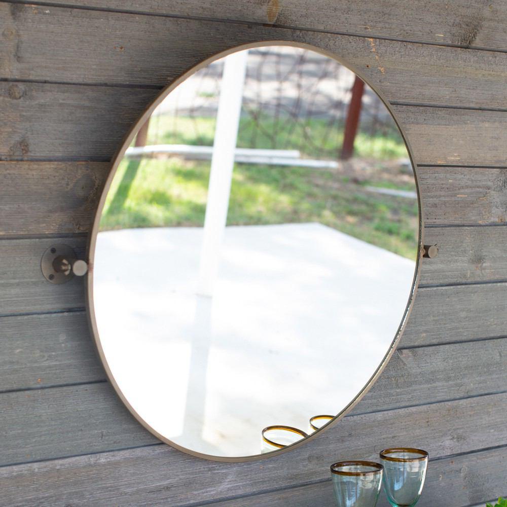 Kalalou Metal Framed Tilted Round Mirror