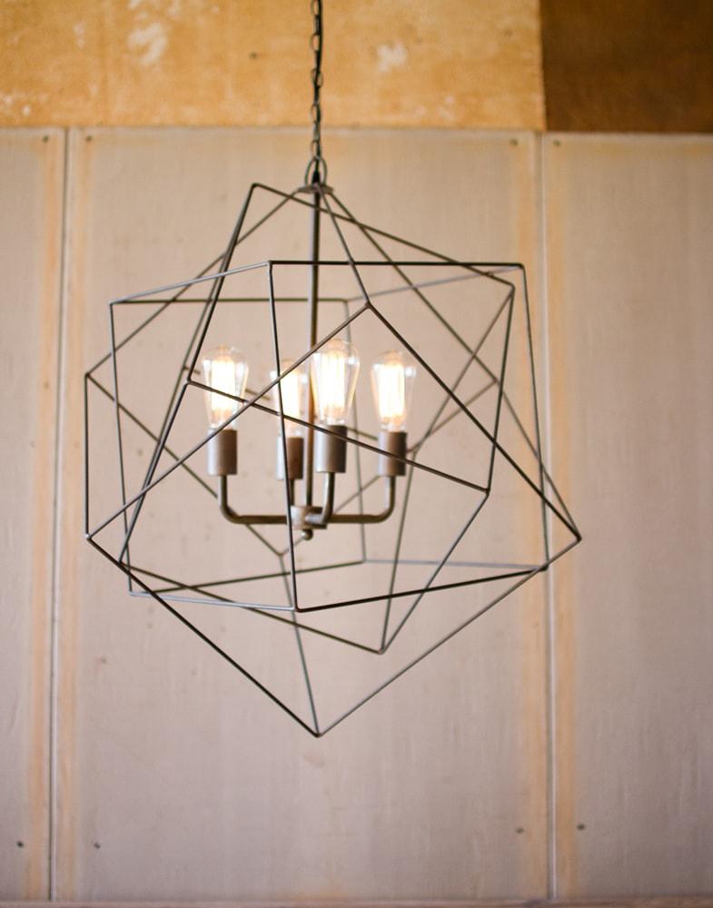 Kalalou Triple Wire Cube Pendant Light