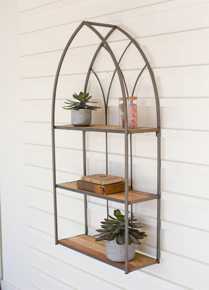 Kalalou Recycled Wood & Iron Cathedral Shelf