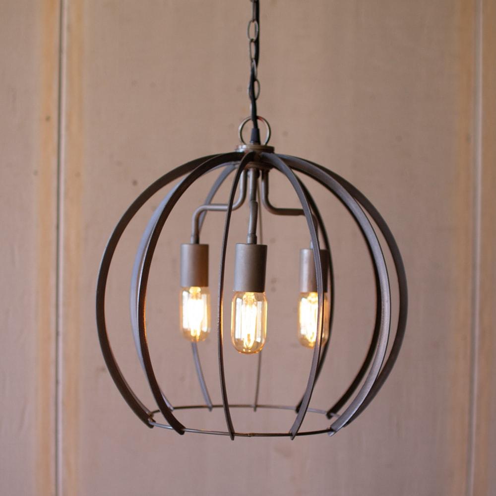 Kalalou Flat Iron Round Pendant Light