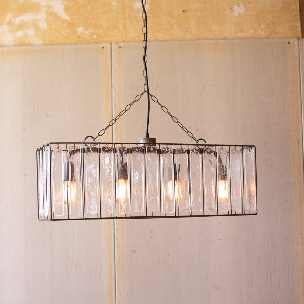 Kalalou Rectangle Pendant Light With Glass Chimes