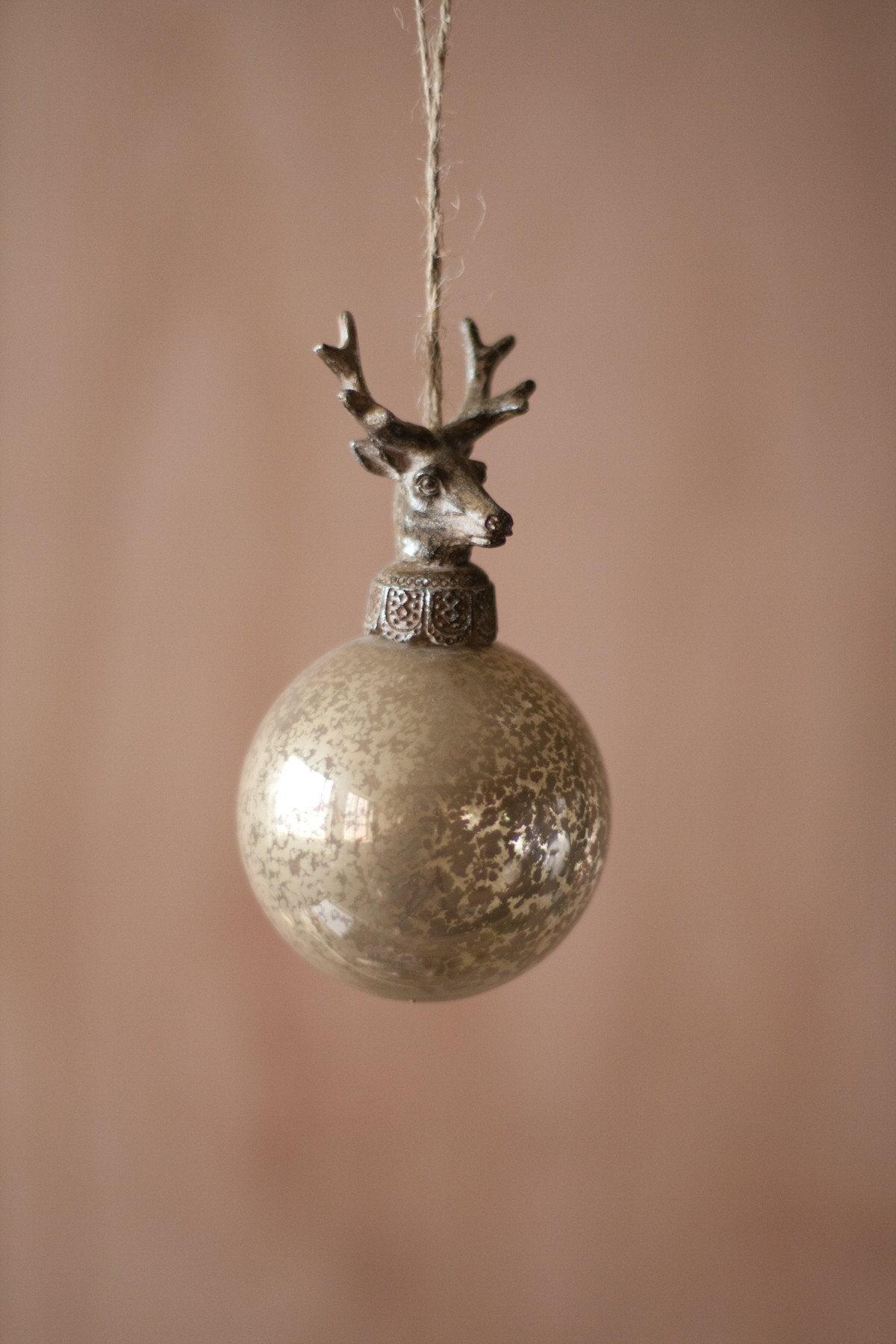 Kalalou Glass Ball With Deer Christmas Ornament