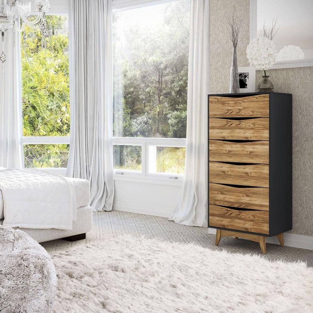 Manhattan Comfort Modern Rustic 6-Drawer Hamilton 53.54" Tall Dresser