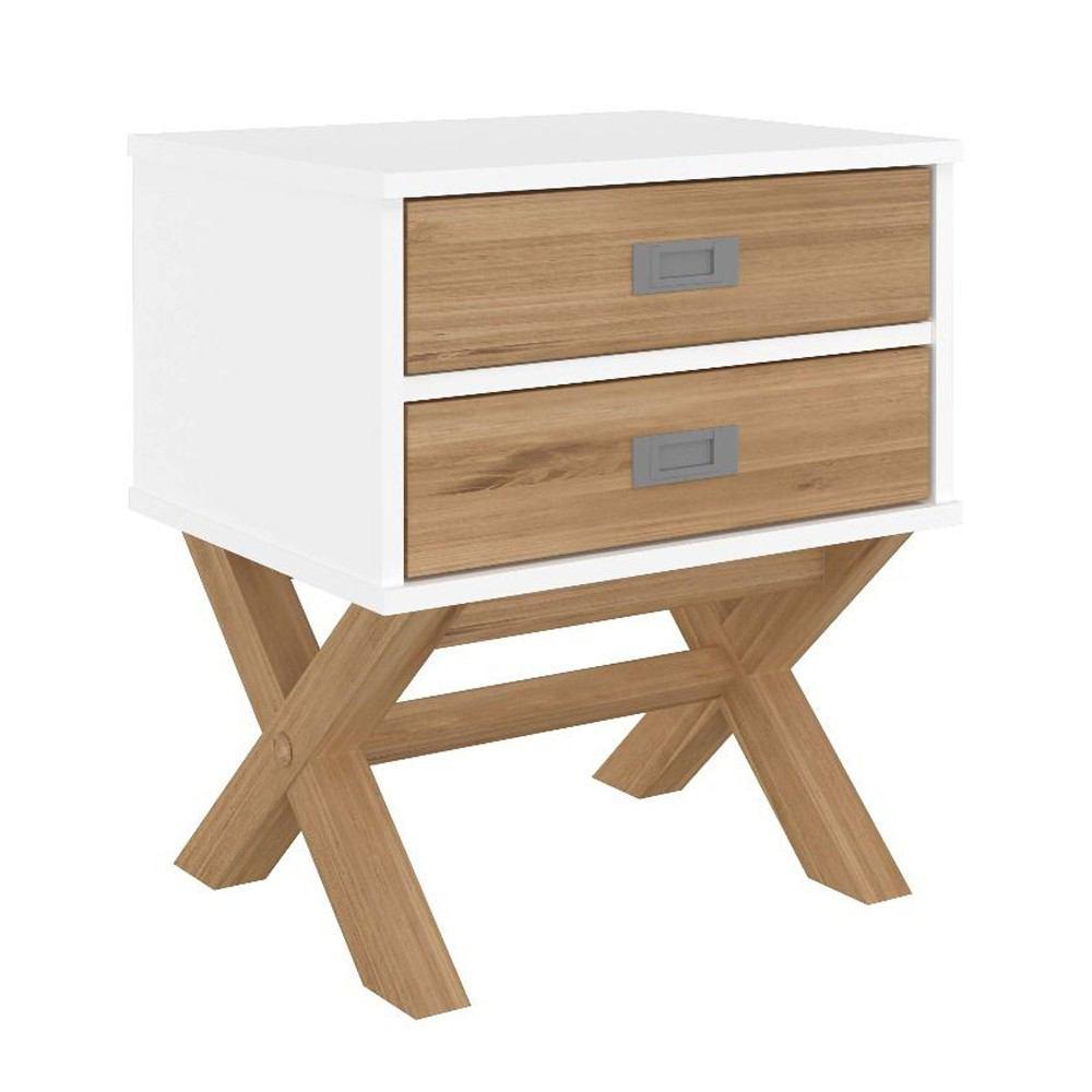 Manhattan Comfort Rustic Mid-Century Modern 2-Drawer Barclay Nightstand