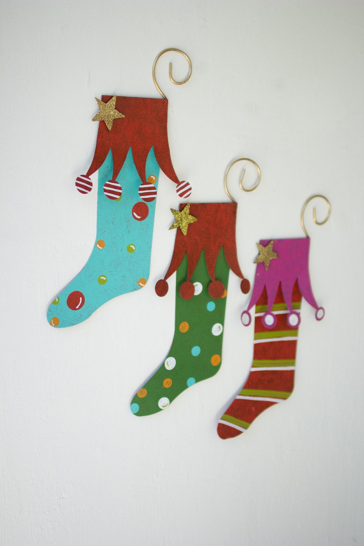 Kalalou Set Of 3 Painted Metal Stocking Door Hangers