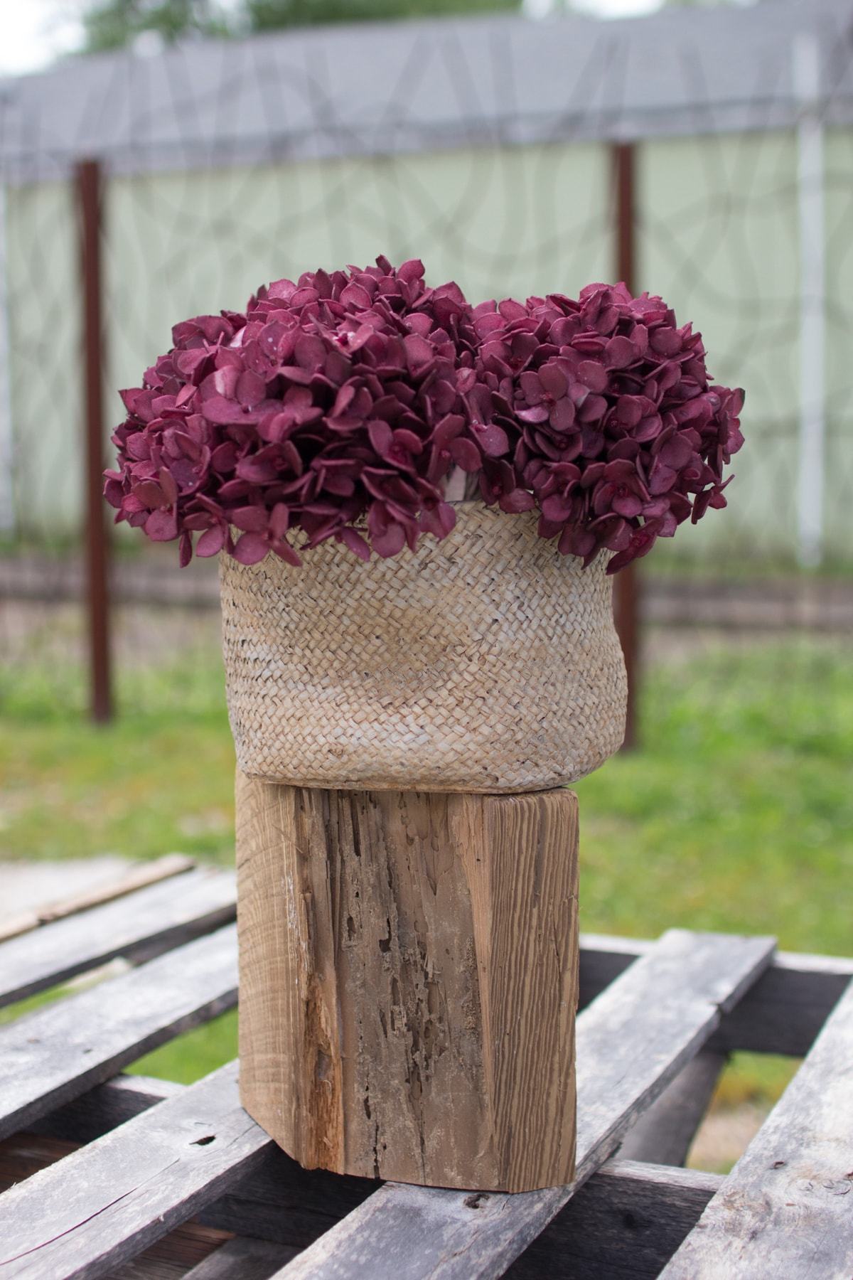 kalalou Woven Basket Cement Planters