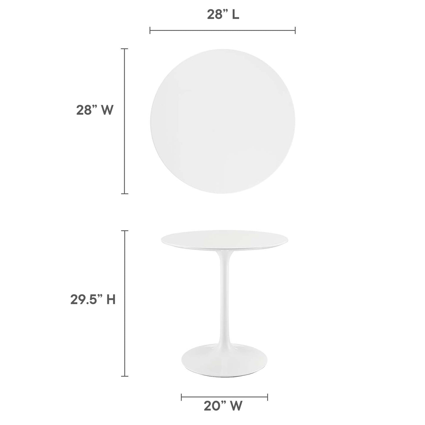 Modway Lippa 28" Round Wood Top Dining Table - White - EEI-1115