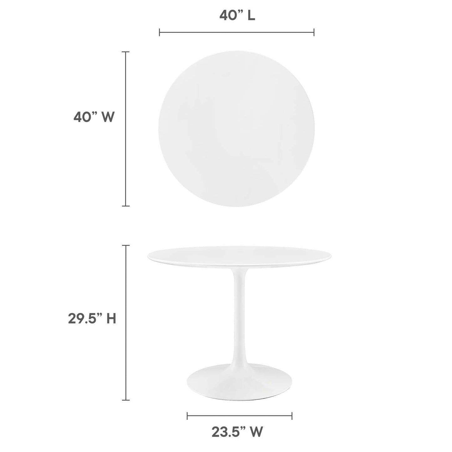 Modway Lippa 40" Round Wood Top Dining Table in White - EEI-1117