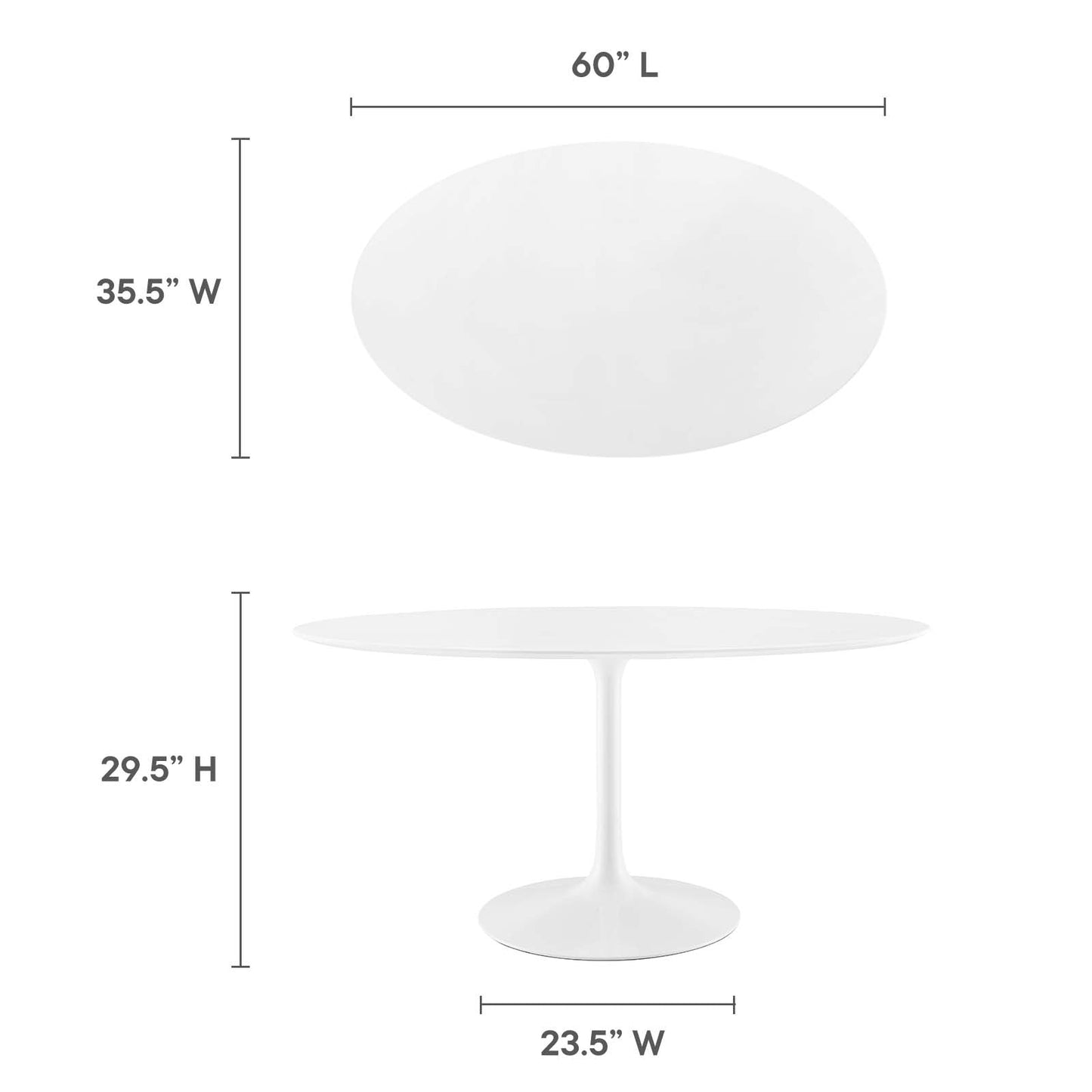 Modway Lippa 60" Oval Wood Top Dining Table - White - EEI-1121