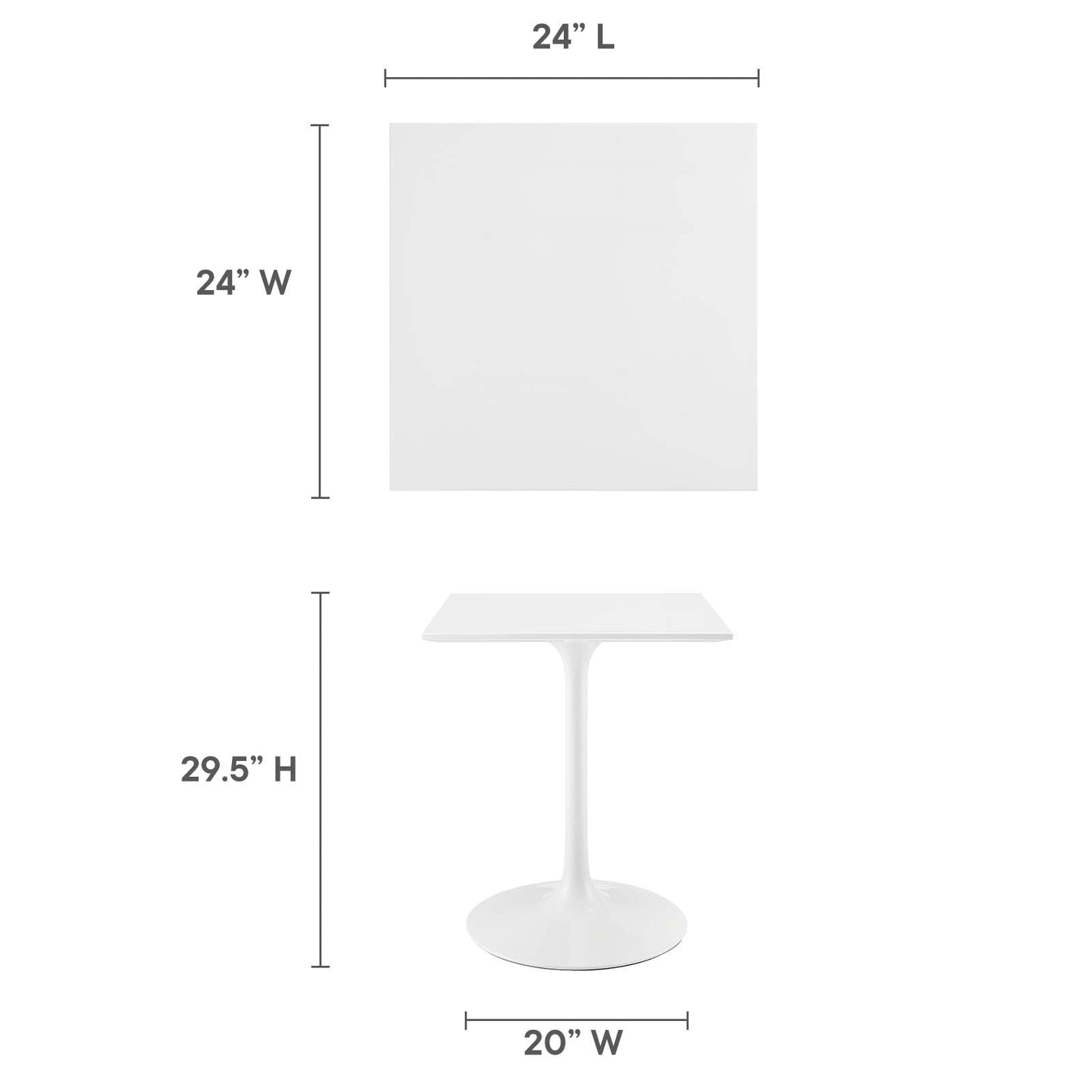 Modway Lippa 24" Square Wood Top Dining Table - White - EEI-1122