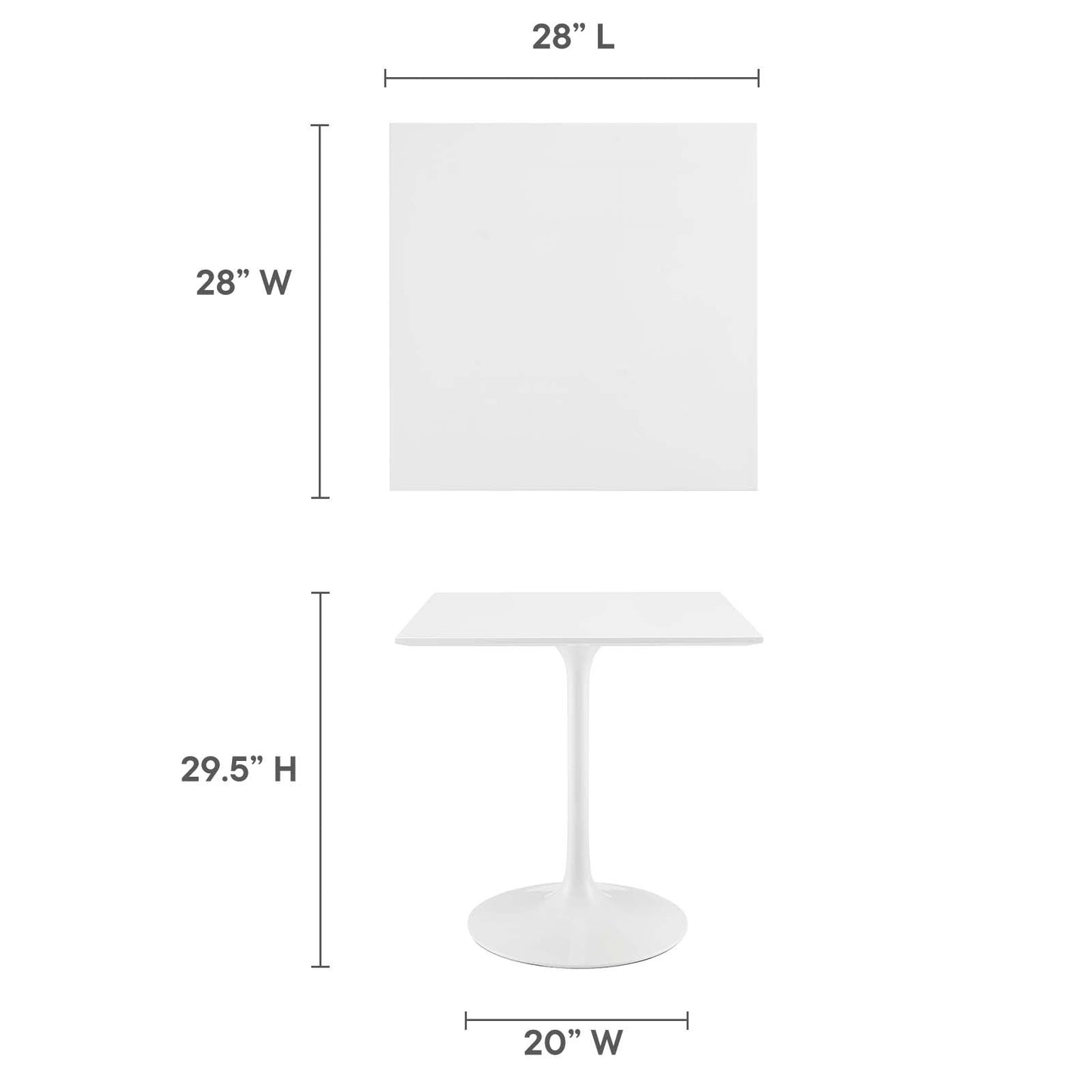 Modway Lippa 28" Square Wood Top Dining Table - EEI-1123