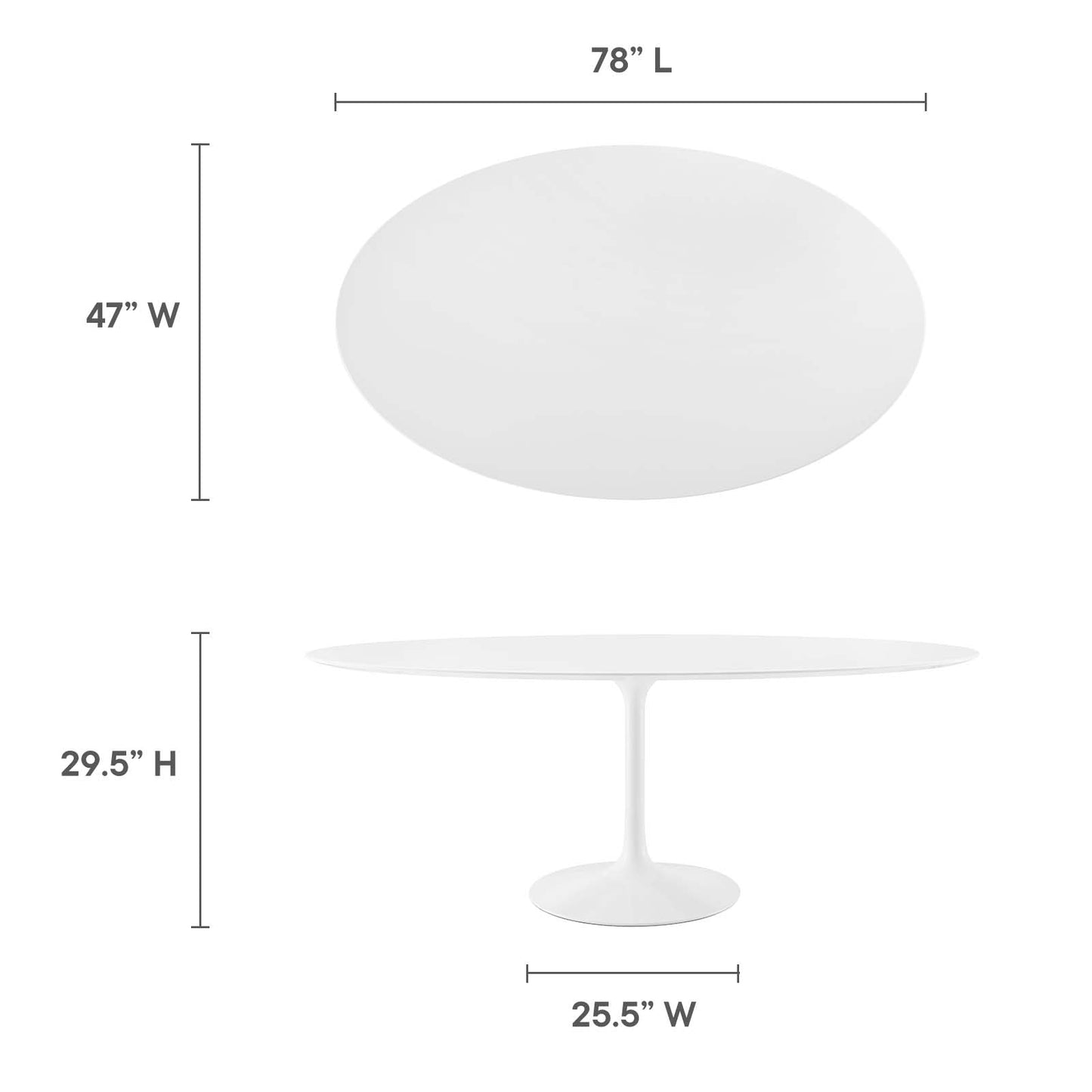Modway Lippa 78" Oval Wood Top Dining Table in White - EEI-1657