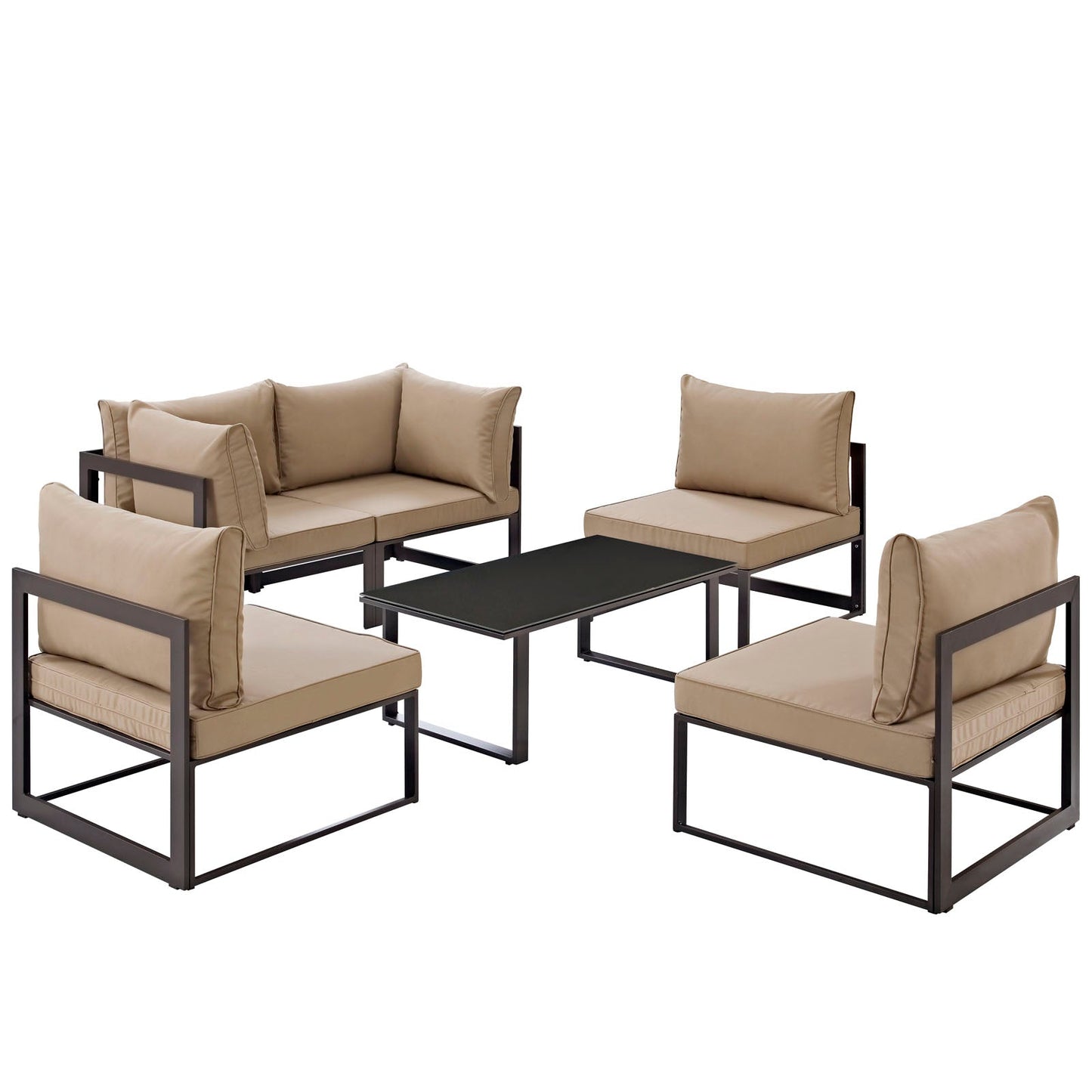 Modway Fortuna 6 Piece Outdoor Patio Sectional Sofa Set - EEI-1726 | Outdoor Sofas, Loveseats & Sectionals |
