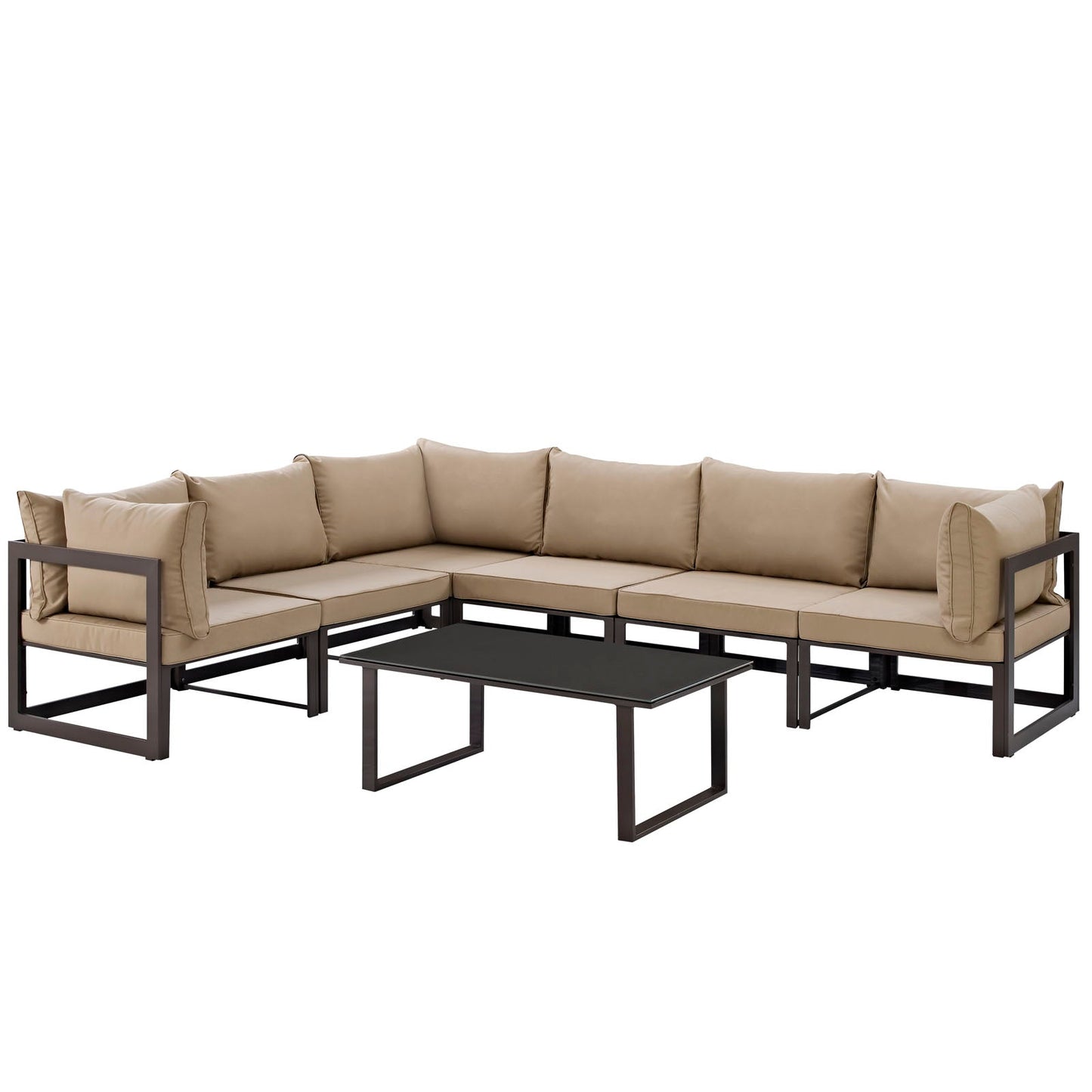 Modway Fortuna 7 Piece Outdoor Patio Sectional Sofa Set - EEI-1737 | Outdoor Sofas, Loveseats & Sectionals |