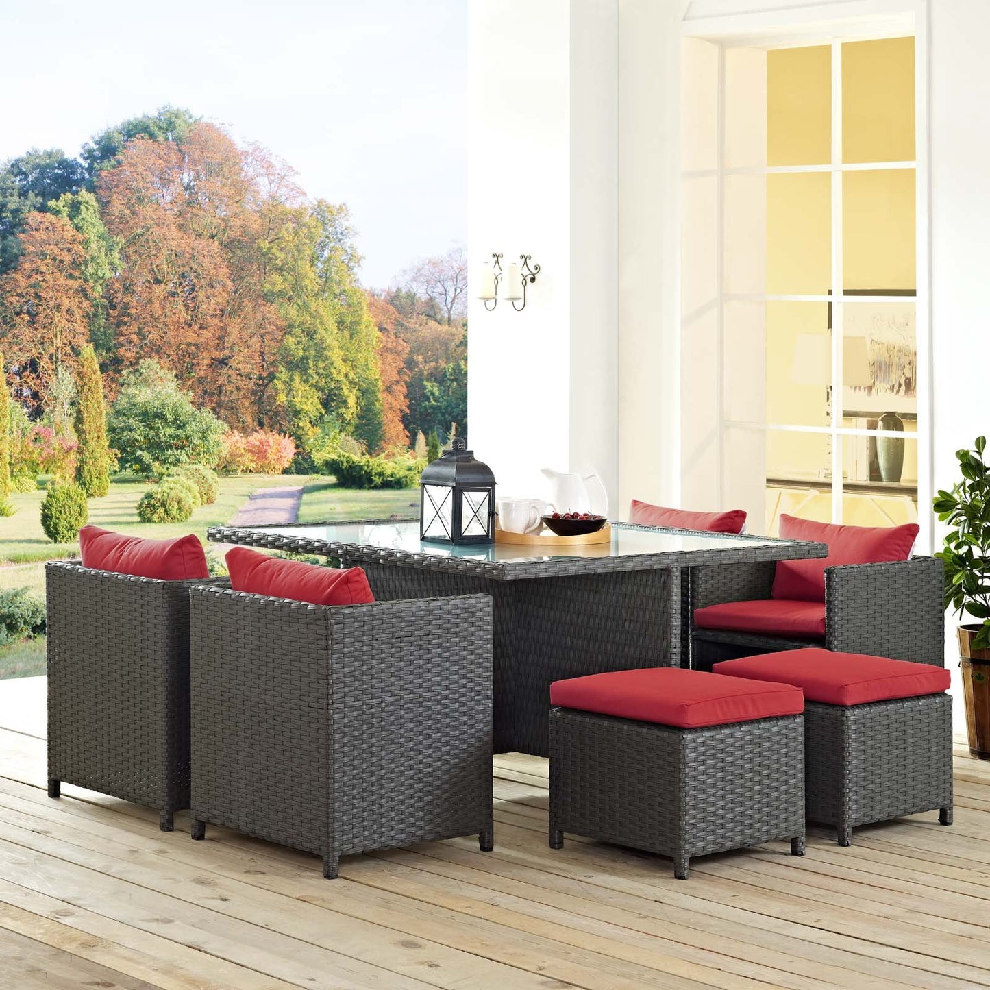 Modway Sojourn 9 Piece Outdoor Patio Sunbrella® Dining Set