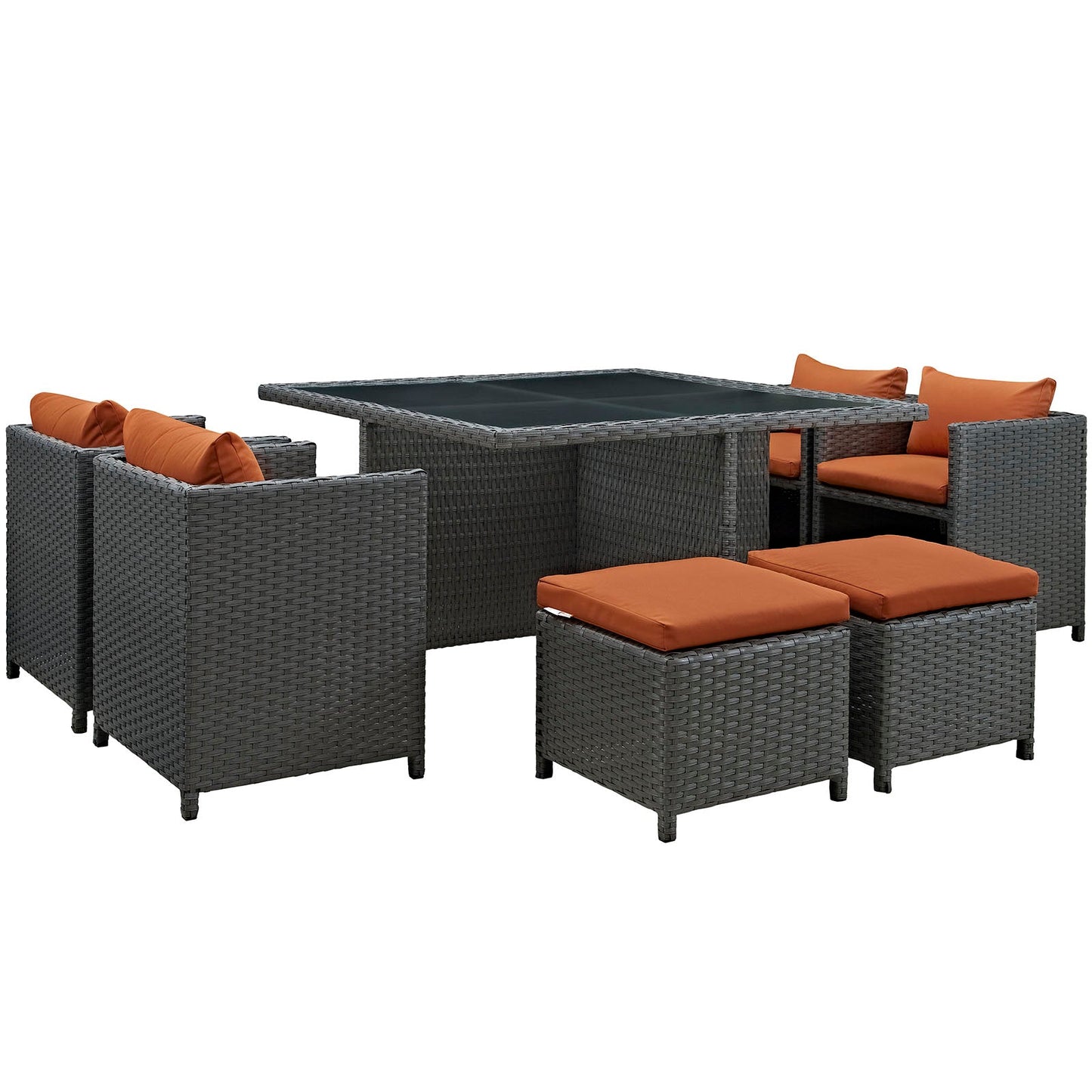 Modway Sojourn 9 Piece Outdoor Patio Glass Top Dining Set - EEI-1946