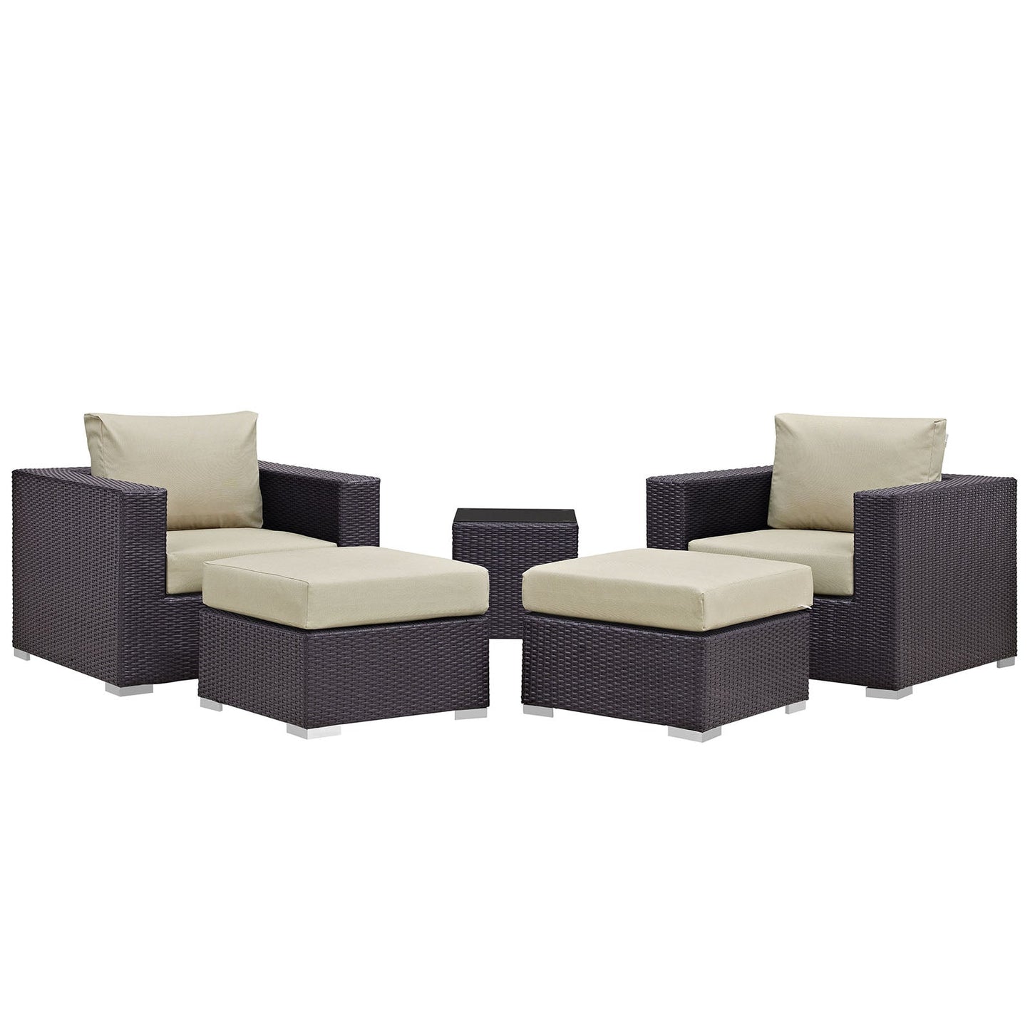 Modway Convene 5 Piece Outdoor Patio Sectional Set - EEI-2201 | Outdoor Sofas, Loveseats & Sectionals |