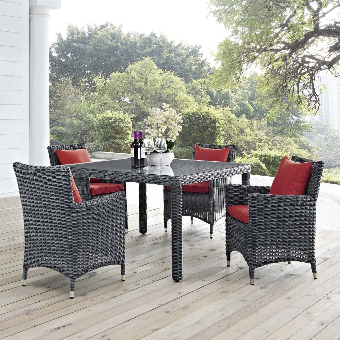 Modway Summon 5 Piece Outdoor Patio Sunbrella® Dining Set