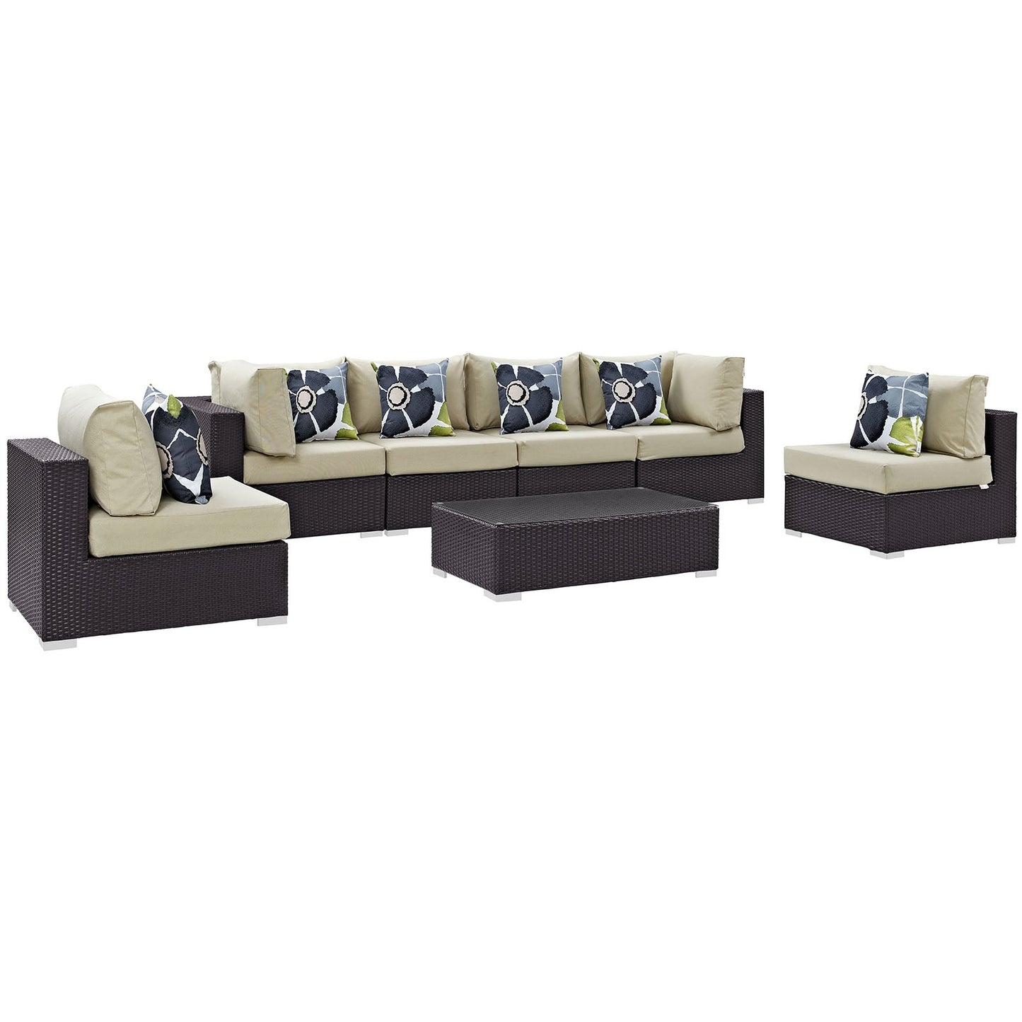 Modway Convene 7 Piece Outdoor Patio Sectional Set - EEI-2357 | Outdoor Sofas, Loveseats & Sectionals |