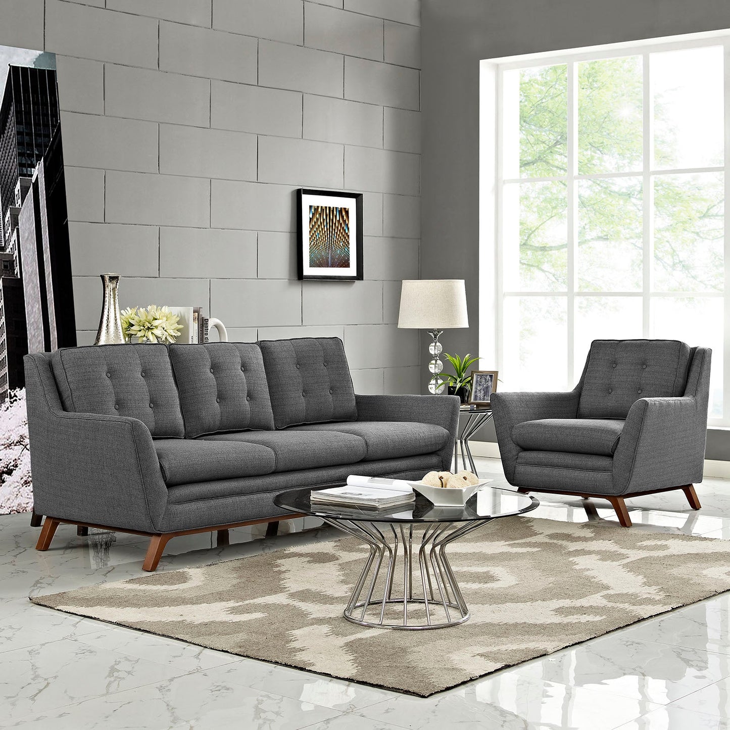 Beguile Living Room Set Upholstered Fabric Set Of 2 By Modway - EEI-2433 | Sofas - 12