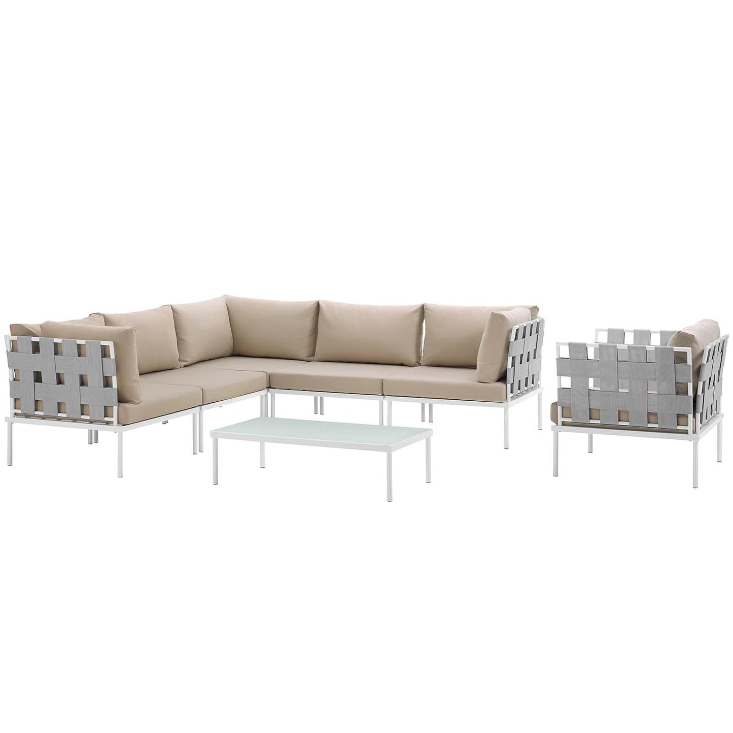 Modway Harmony 7 Piece Outdoor Patio Aluminum Sectional Sofa Set | Outdoor Sofas, Loveseats & Sectionals |