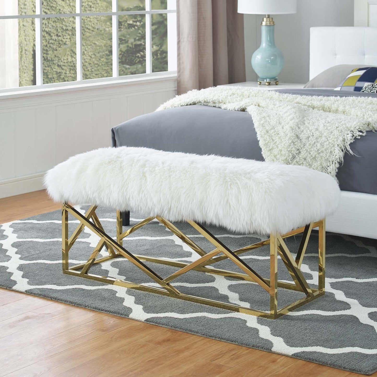Modway Intersperse Sheepskin Bench