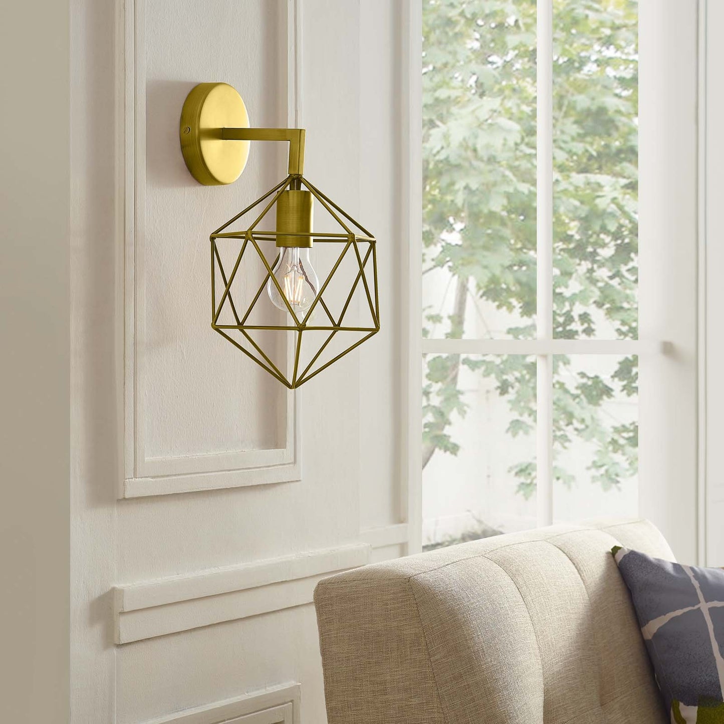 Modway Derive Brass Wall Sconce Light Fixture