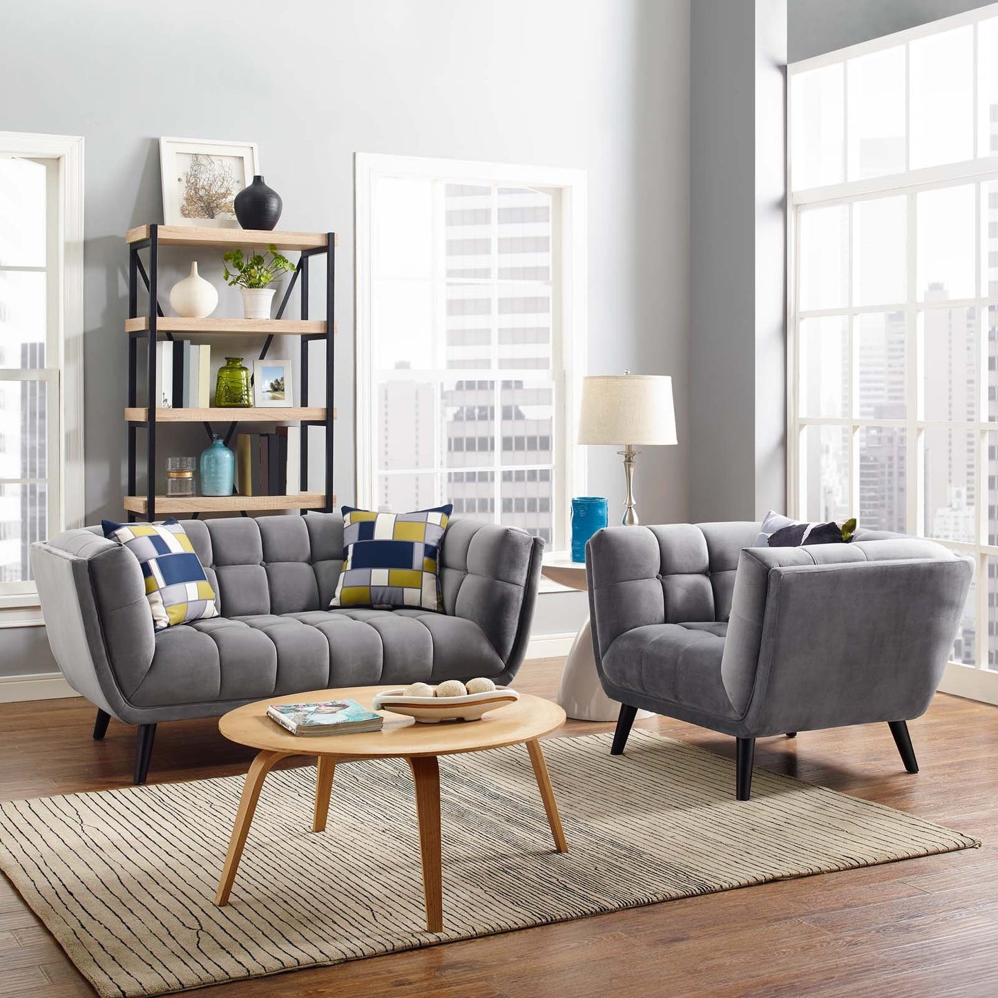 Modway Bestow 2 Piece Performance Velvet Loveseat and Armchair Set