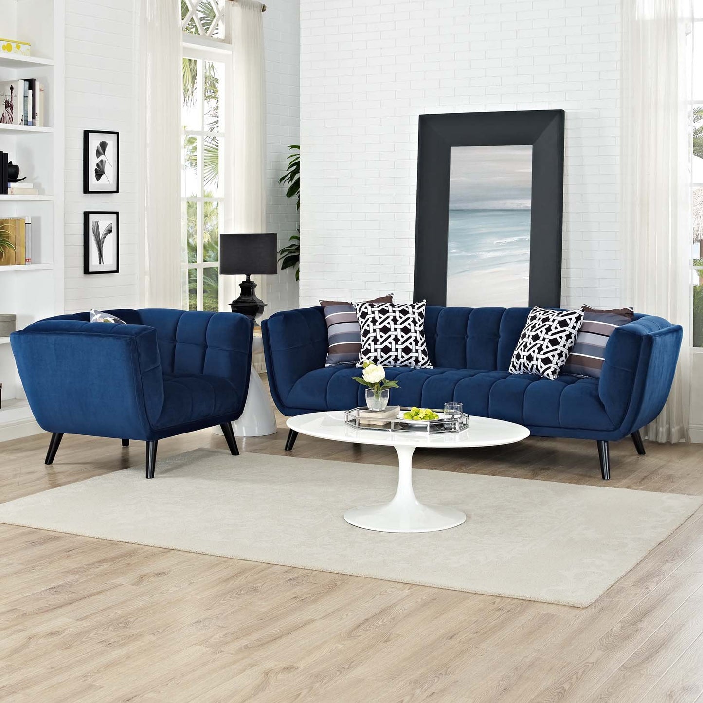 Modway Bestow 2 Piece Performance Velvet Sofa and Armchair Set