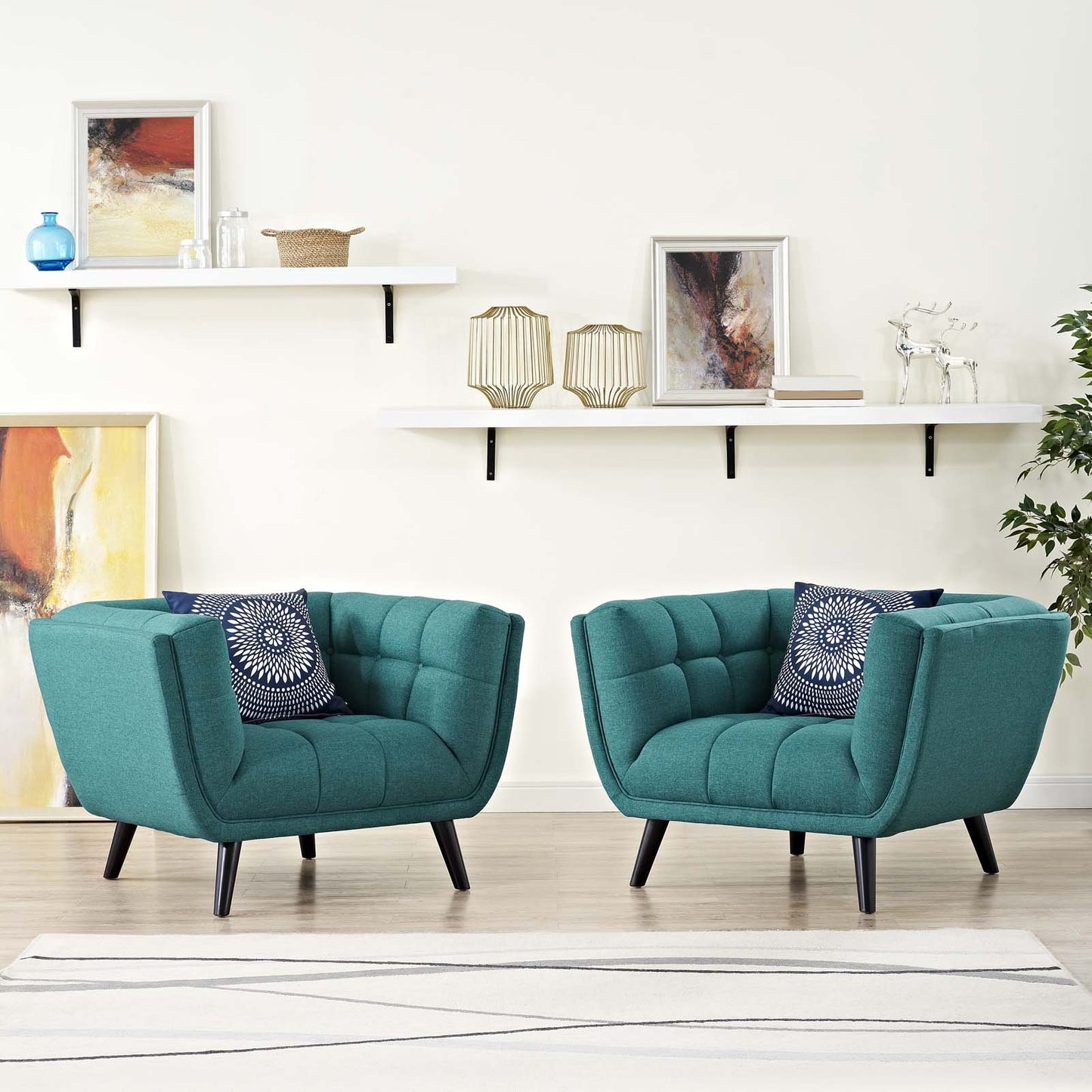 Modway Bestow 2 Piece Upholstered Fabric Armchair Set