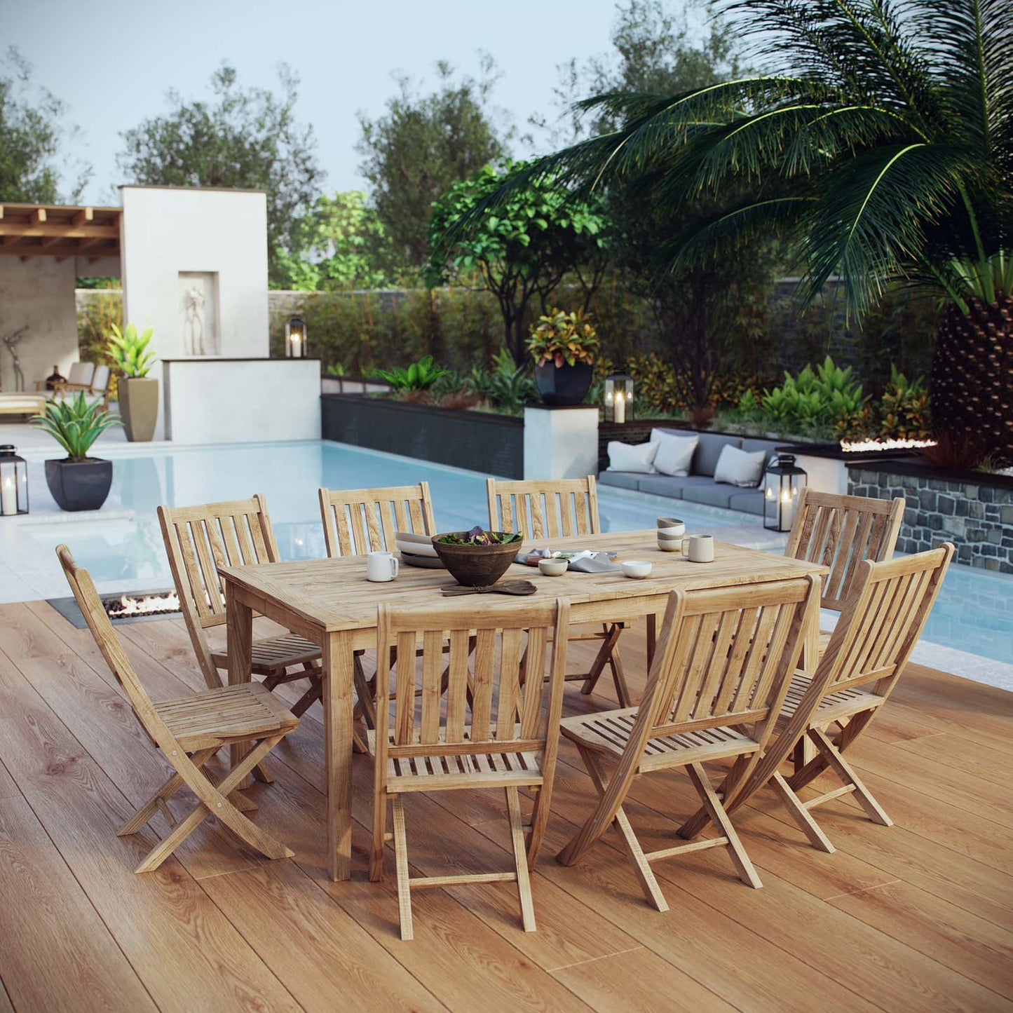 Modway Marina 9 Piece Outdoor Patio Teak Outdoor Dining Set-EEI-3204 | Outdoor Dining Set | Modishstore-8