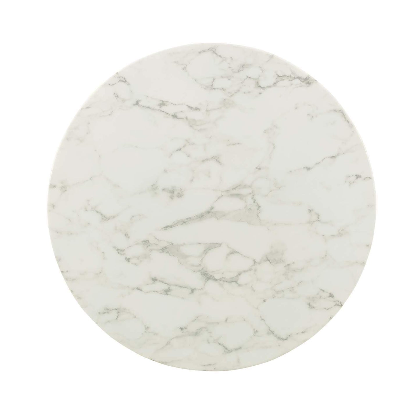 Modway Lippa 36" Round Artificial Marble Dining Table in Rose White