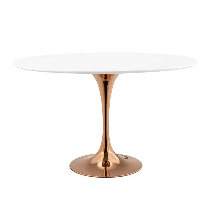Modway Lippa 48" Oval Wood Top Dining Table in Rose White