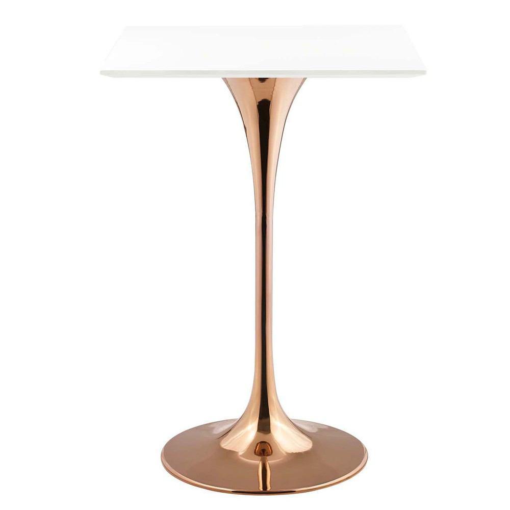 Modway Lippa 28" Square Bar Table In Rose White
