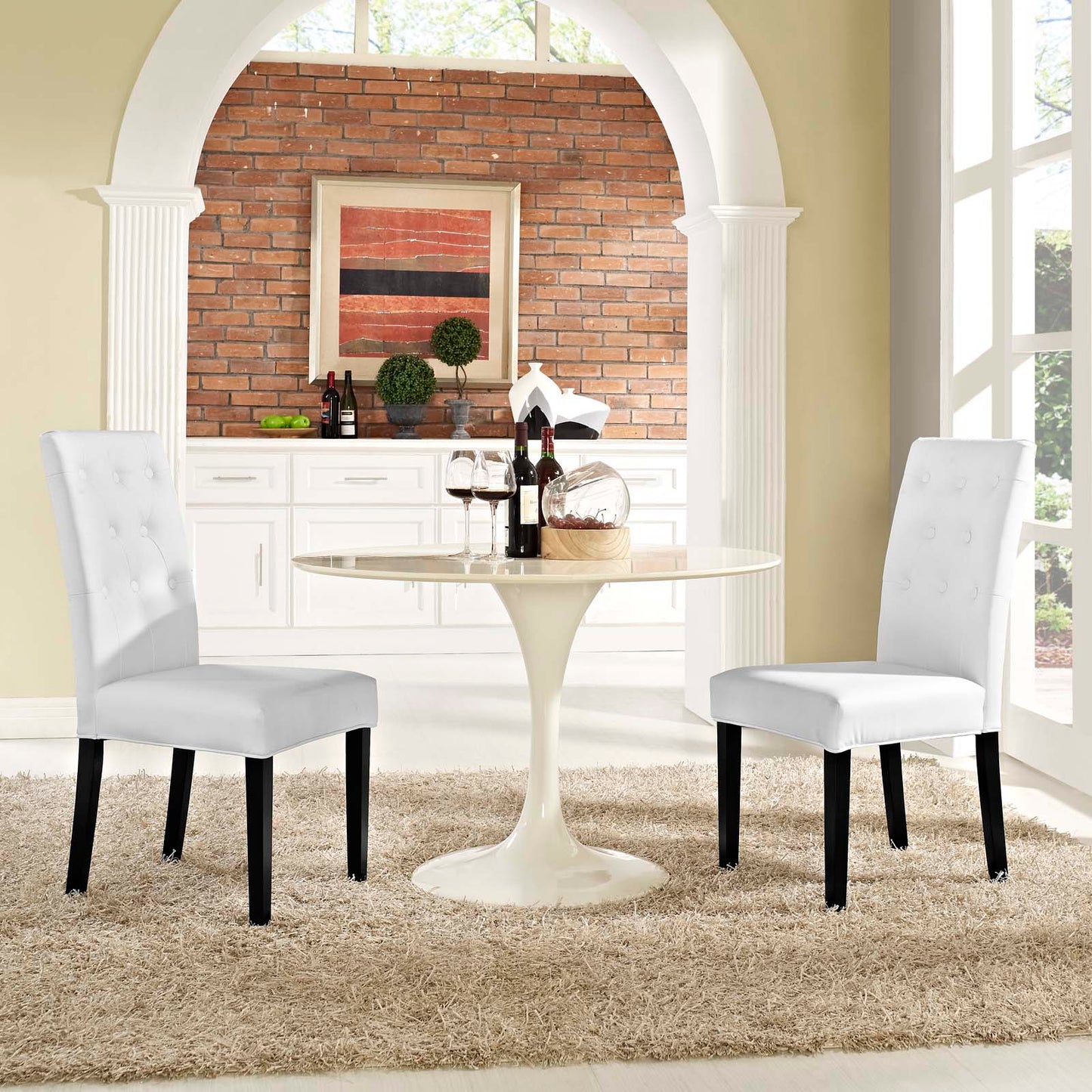 Modway Confer Dining Side Chair Vinyl Set of 2 | Dining Chairs |