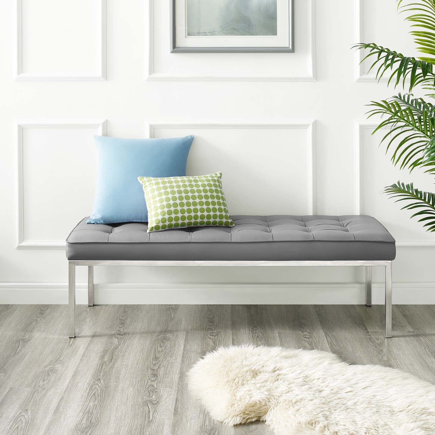 Modway Loft Tufted Button Large Upholstered Faux Leather Bench - EEI-3397