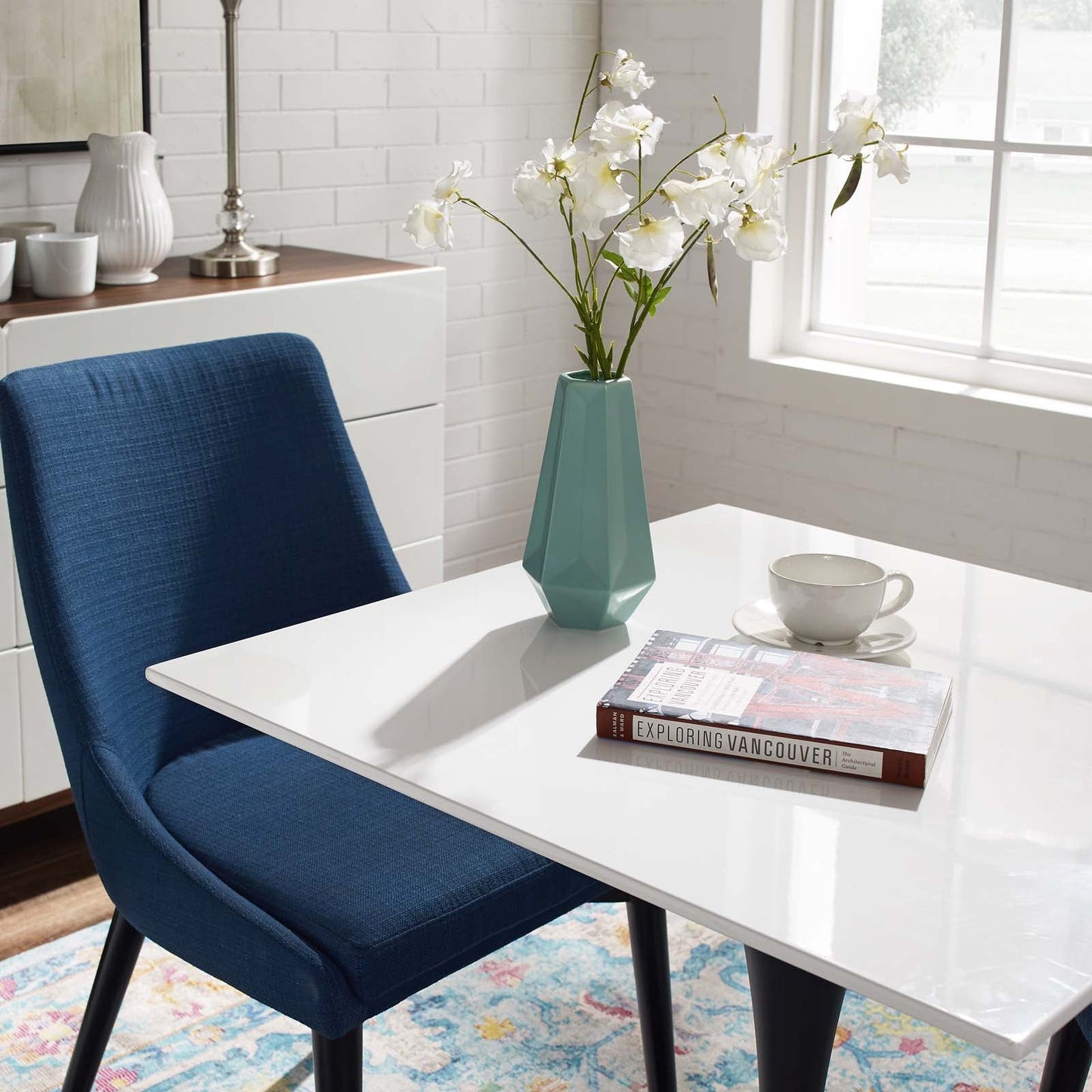 Modway Lippa 28" Square Wood Top Dining Table in White | Dining Tables | Modishstore-4