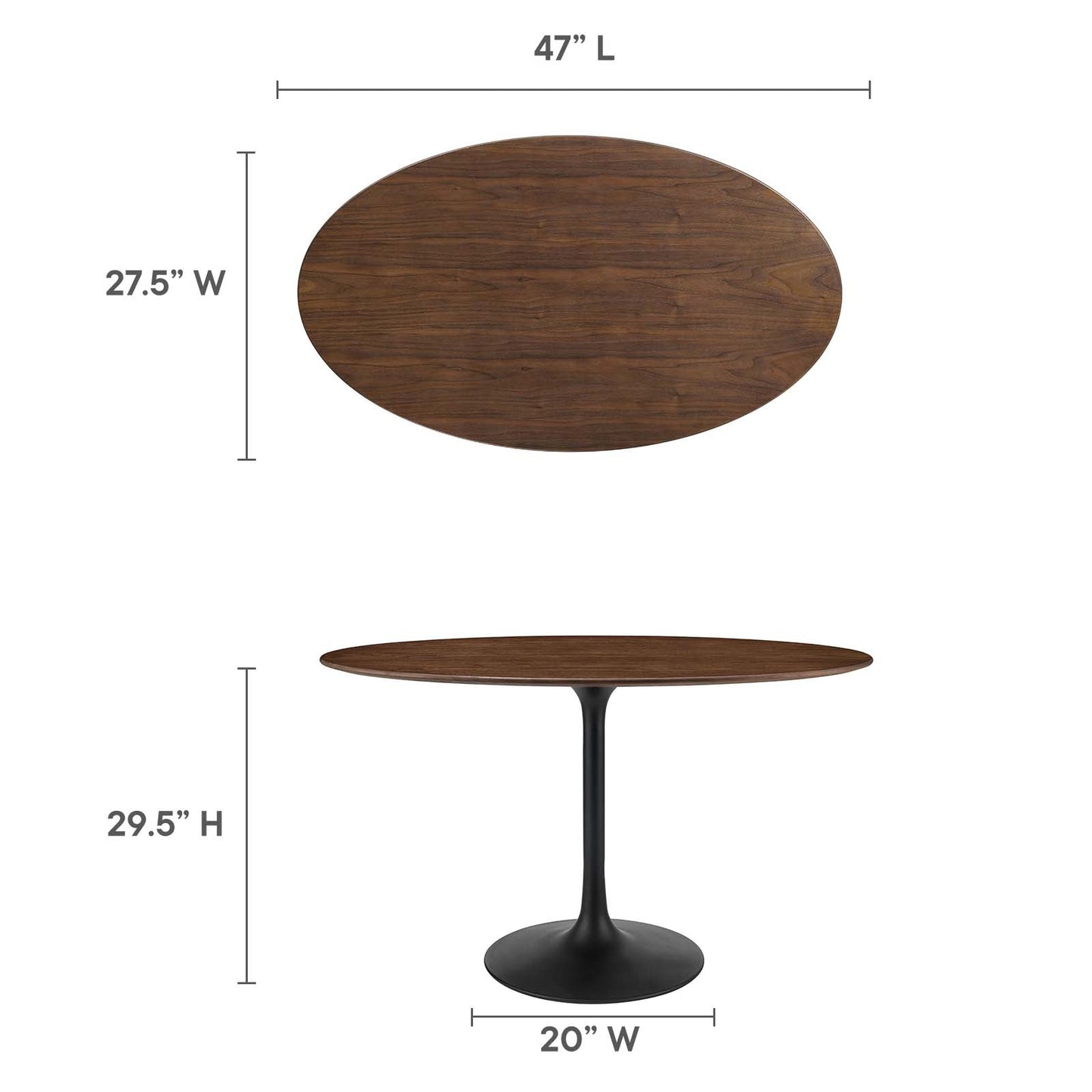 Modway Lippa 48" Oval Walnut Dining Table - EEI-3520